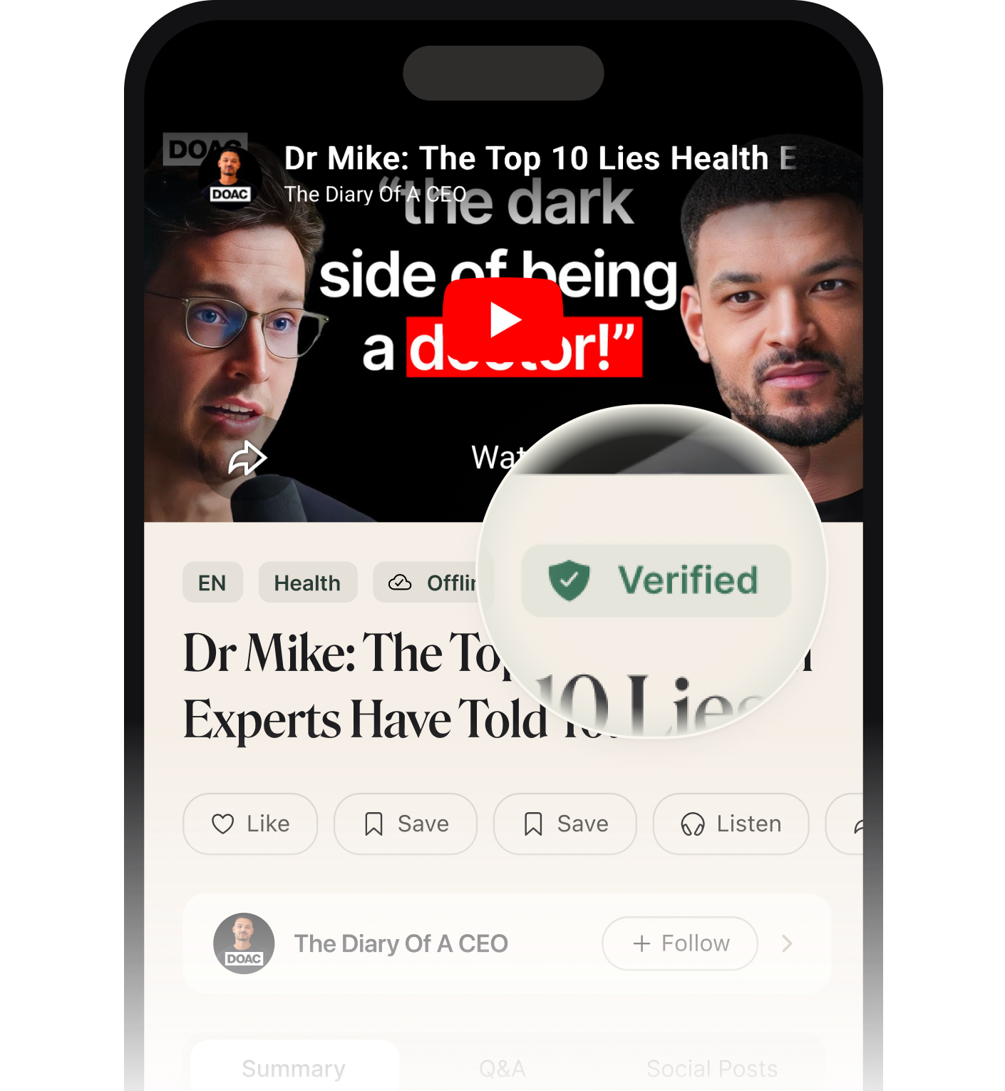AI confidence verification showing verified badge and 100% score