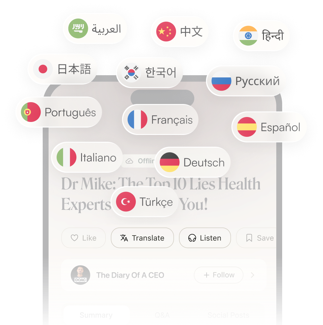 Language selection showing flags and audio options